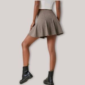 New Super Cute Soft Academia Knit Stretchy Plaid & Pleated Skirt- S